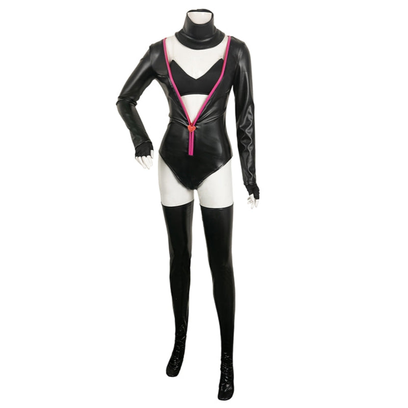 Hazbin Hotel Angel Dust Cosplay Poison Black Tight-fitting Leather Suit Costume Outfits Halloween Carnival Suit