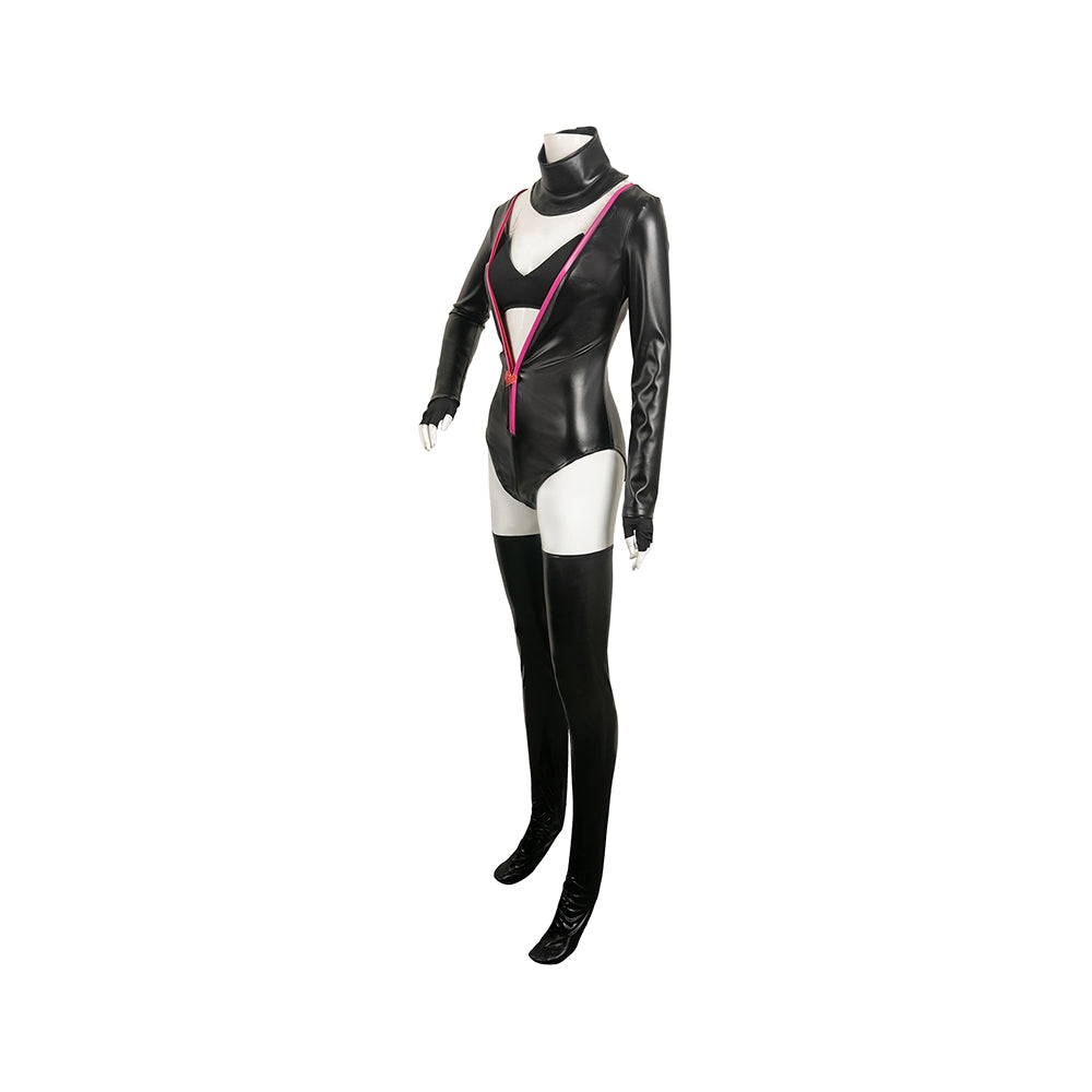 Hazbin Hotel Angel Dust Cosplay Poison Black Tight-fitting Leather Suit Costume Outfits Halloween Carnival Suit