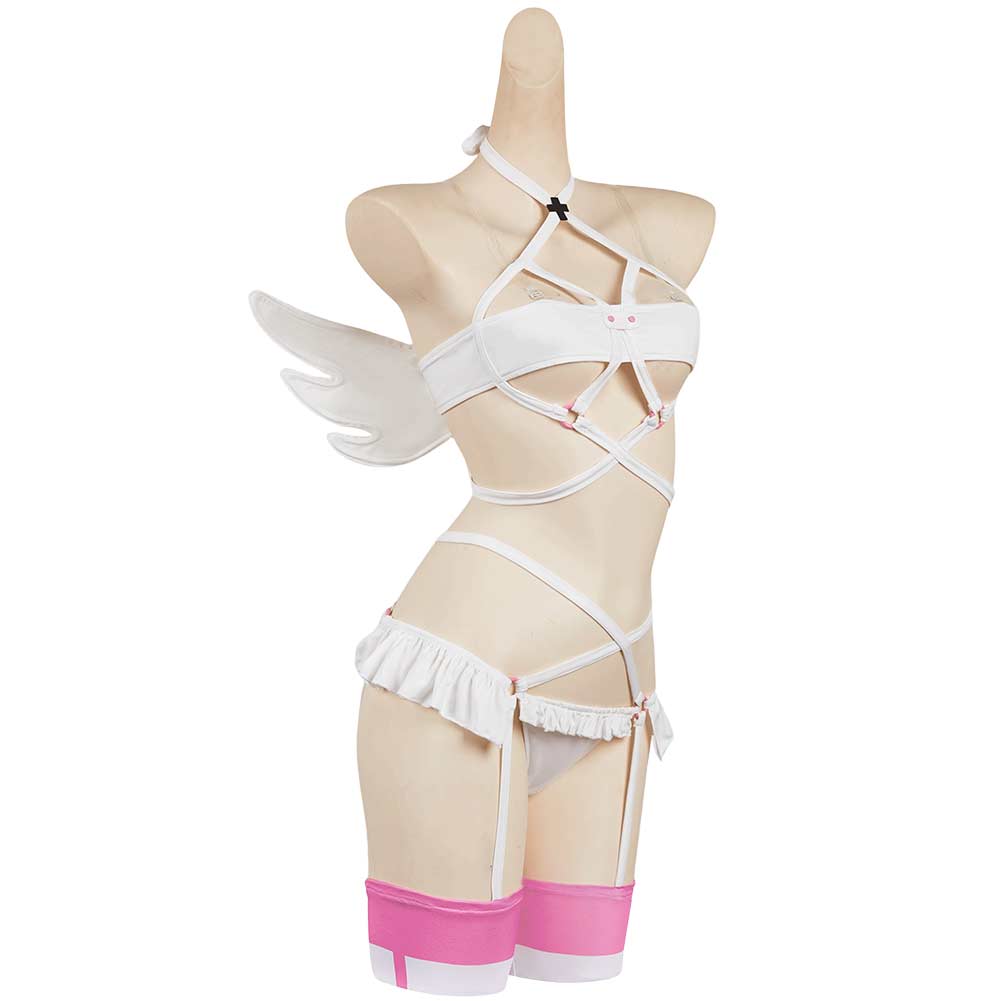 2.5 Dimensional Seduction Ririsa Amano White Sexy Lingerie Cosplay Costume Outfits