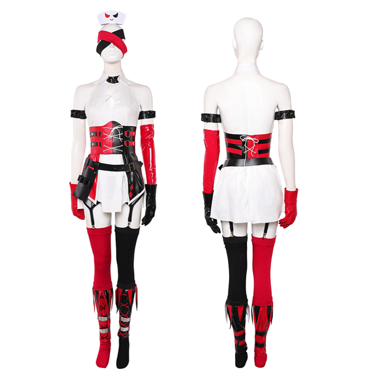 Harley Quinn Cosplay Costume Red Nurse Outfit For Adult Female Halloween Carnival Suit