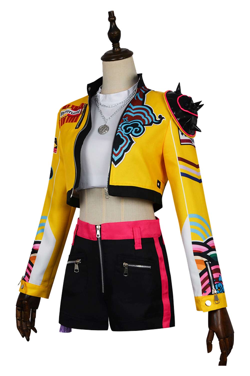 Kpop Demon Hunters Costume Rumi Cosplay Yellow Jacket Black Short Set Outfit For Adult Female Halloween Carnival Suit