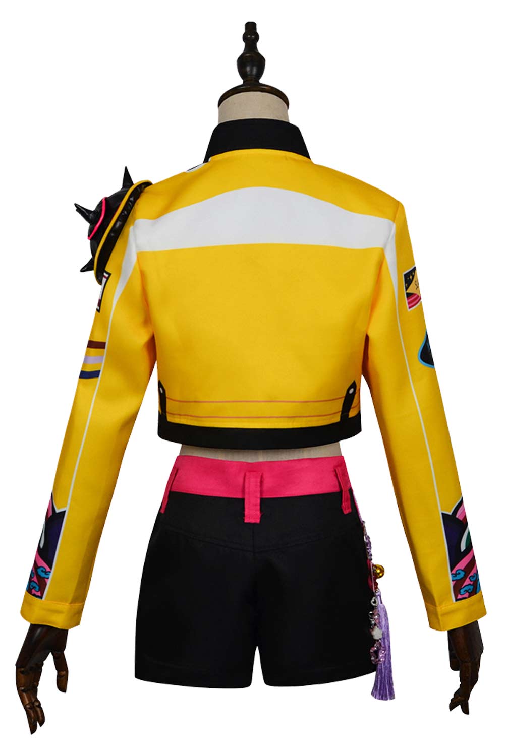 Kpop Demon Hunters Costume Rumi Cosplay Yellow Jacket Black Short Set Outfit For Adult Female Halloween Carnival Suit