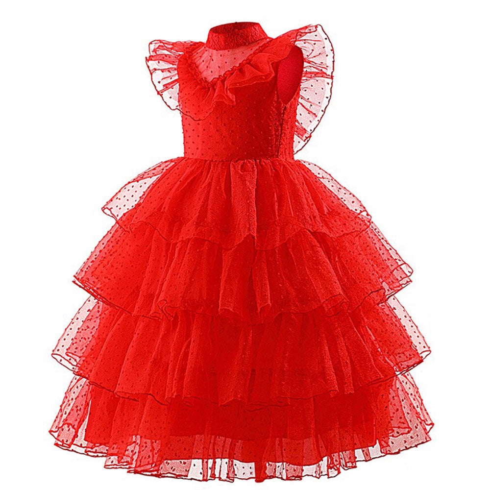 Beetlejuice Lydia Children Kids Girl Red Dress Cosplay Costume Outfits Halloween Carnival Suit
