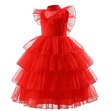 Beetlejuice Lydia Children Kids Girl Red Dress Cosplay Costume Outfits Halloween Carnival Suit