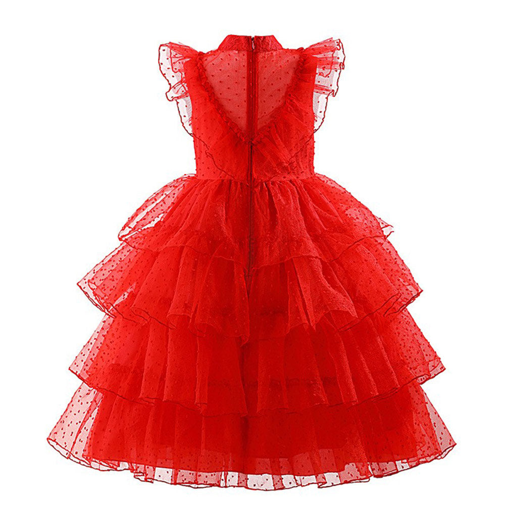 Beetlejuice Lydia Children Kids Girl Red Dress Cosplay Costume Outfits Halloween Carnival Suit