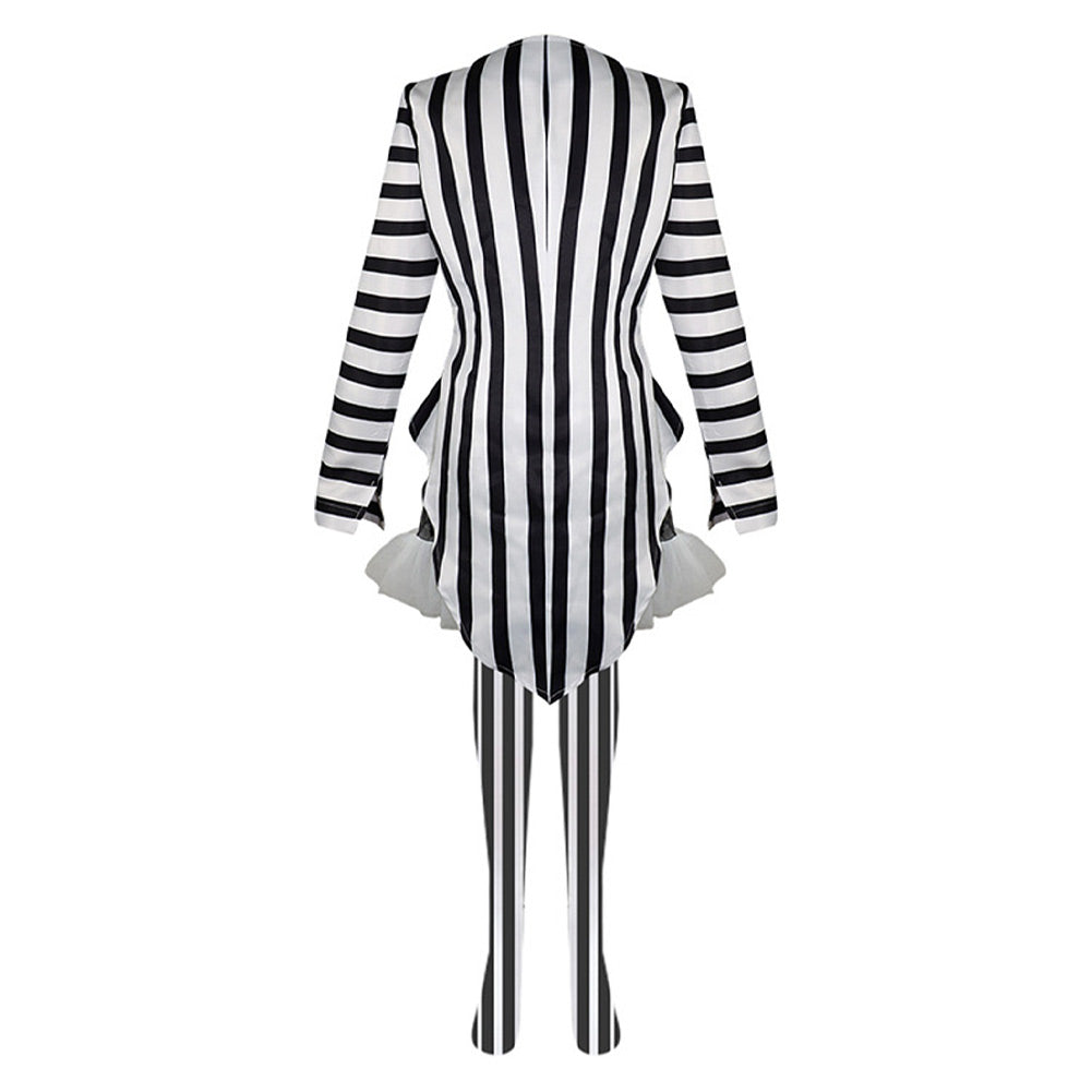 Beetlejuice Lydia Striped Suit Dress Cosplay Costume Outfits Halloween Carnival Suit