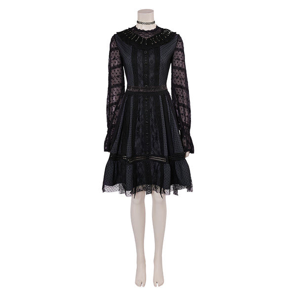 Beetlejuice Season 2 Lydia Deetz Black Sheer Tulle Dress Cosplay Costu   Cosplaysky.ca