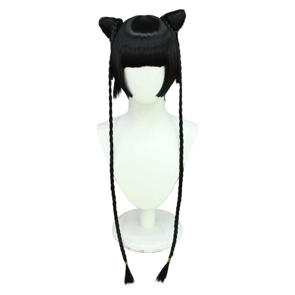 Black Butler Ran Mao Anime Character Cosplay Black Wig Heat Resistant Synthetic Hair Carnival Halloween Party Props