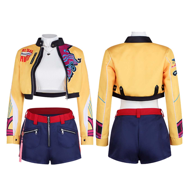 KPop Demon Hunters Rumi Cosplay Yellow Outfit For Adult Female Halloween Carnival Suit Wig
