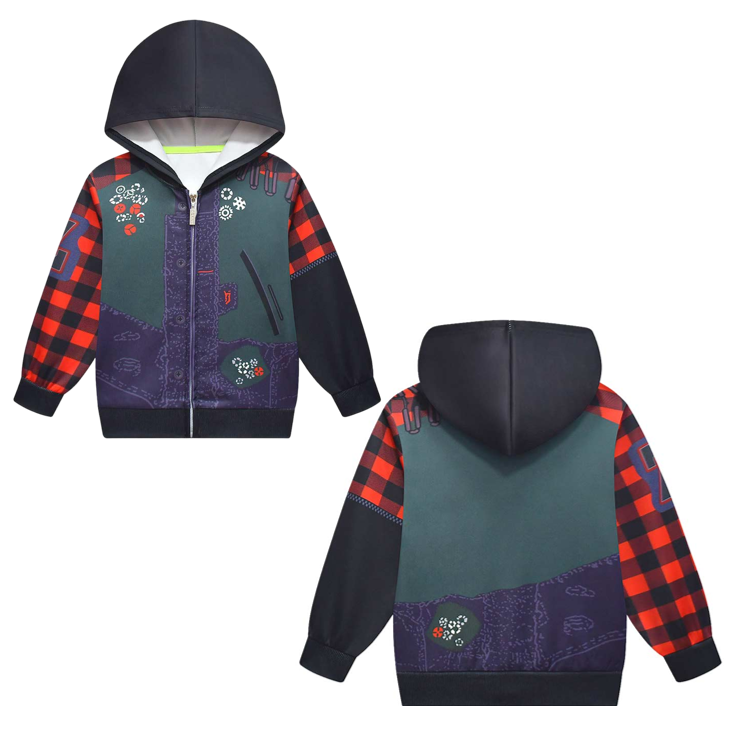Zombies 4: Dawn of the Vampires Zed Cosplay Kid Red Hoodie For Children Halloween Carnival Suit
