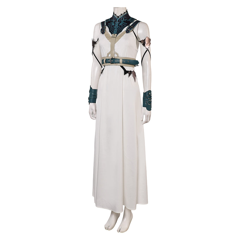 Final Fantasy VII Aerith Gainsborough White Dress Cosplay Costume Outfits