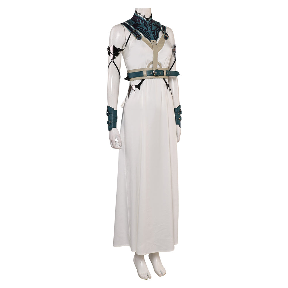 Final Fantasy VII Aerith Gainsborough White Dress Cosplay Costume Outfits