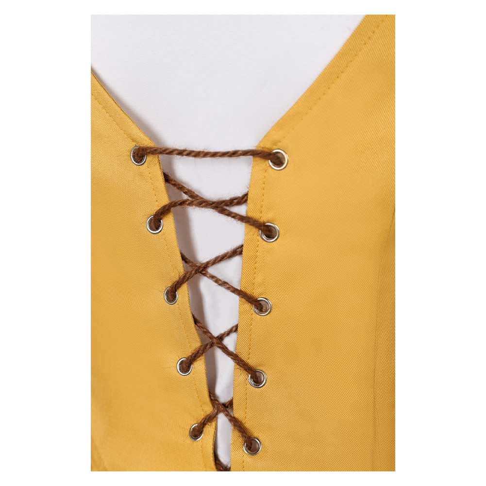 Final Fantasy VII Aerith Gainsborough Yellow Dress Set Cosplay Costume Outfits Halloween Carnival Suit