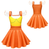 Kids Cosplay Yellow Dress For Children Girls Halloween Carnival Suit