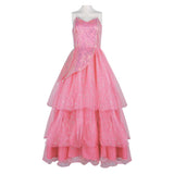 Glinda Cosplay Costume Female Pink Tiered Skirt Dress Halloween Carnival Suit