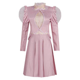 Glinda Cosplay Costume Female Pink Puff Sleeve Dress Halloween Carnival Suit