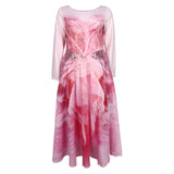 Glinda Cosplay Costume Kid Pink Long Dress Halloween Carnival Suit