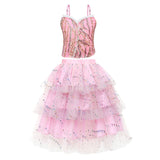 Kid Glinda Cosplay Costume Pink Dress Halloween Carnival Suit