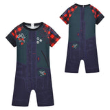 Zombies 4: Dawn of the Vampires Costume Zed Cosplay Blue Swimsuit For Unisex Man Female Halloween Carnival Suit