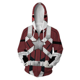 Red Guardian Print Hoodie Adult Zipper Jacket Sweatshirt Black Widow