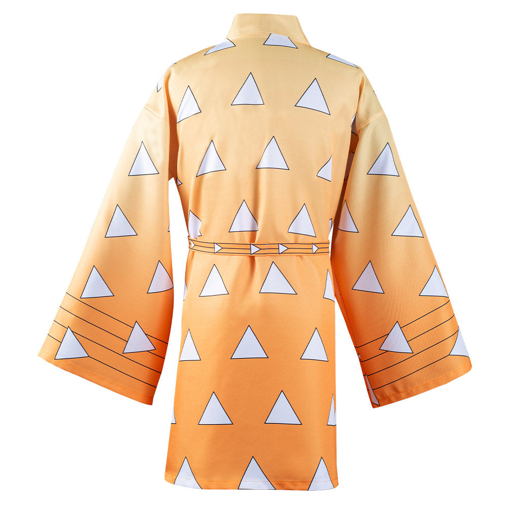 KNY Agatsuma Zenitsu Cosplay Costumes For Adult Male Halloween Carnival Suit With Earrings Belt