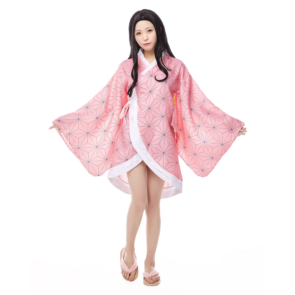 KNY  Kamado Nezuko Cosplay Costume Coat For Adult Female Halloween Carnival Outfit