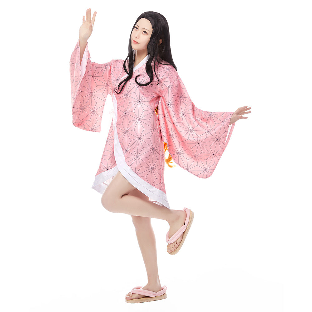 KNY  Kamado Nezuko Cosplay Costume Coat For Adult Female Halloween Carnival Outfit