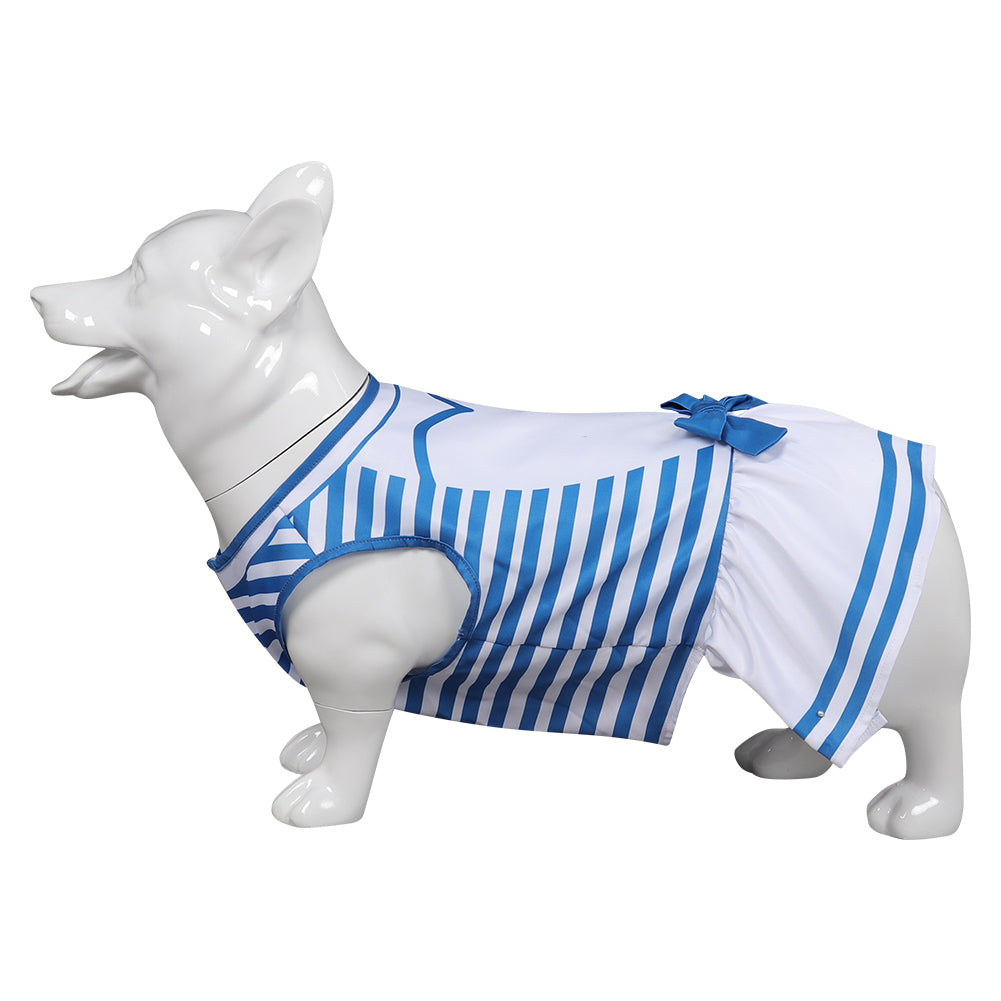 Barbie Pet Dog Blue Stripes Dress Outfits Cosplay Costume Halloween Carnival Suit