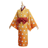 Demon Slayer Agatsuma Zenitsu Kimono Dress Outfits Cosplay Costume Halloween Carnival Suit