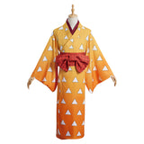 Demon Slayer Agatsuma Zenitsu Kimono Dress Outfits Cosplay Costume Halloween Carnival Suit