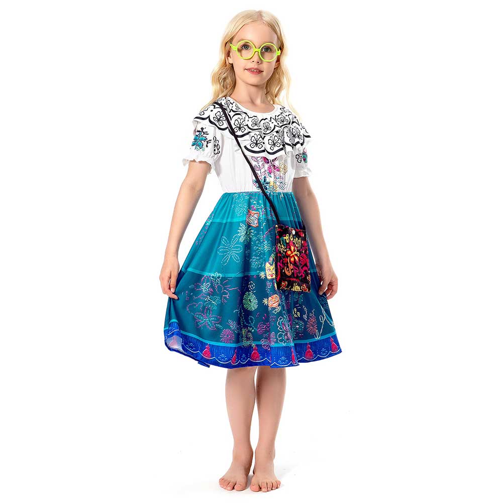 Encanto Mirabel Cosplay Costume Dress Wig Bag Outfits Halloween Carnival Suit