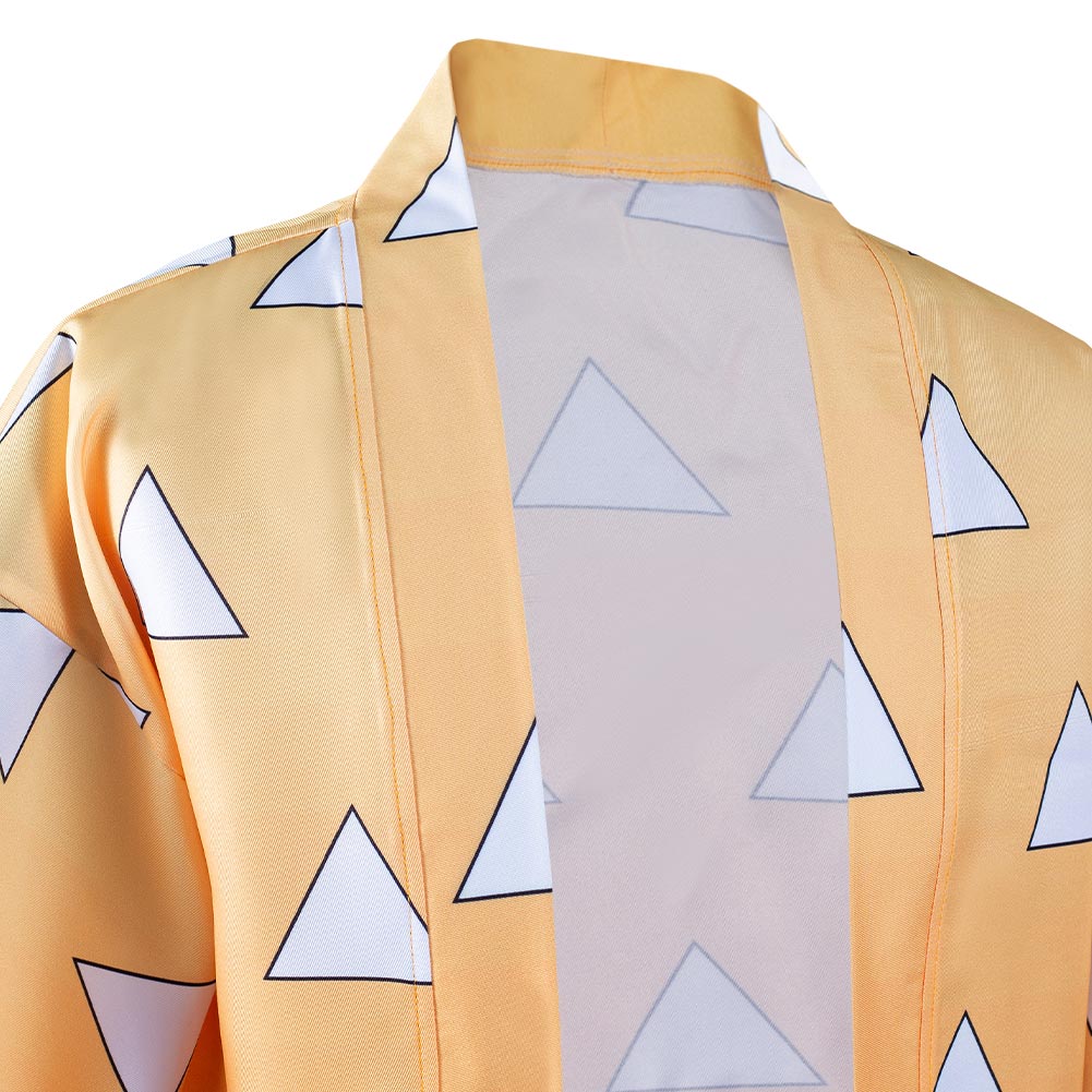 KNY Agatsuma Zenitsu Cosplay Costumes For Adult Male Halloween Carnival Suit With Earrings Belt