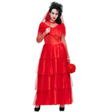 Beetlejuice Lydia Red Wedding Dress Cosplay Costume Outfits Halloween Carnival Suit