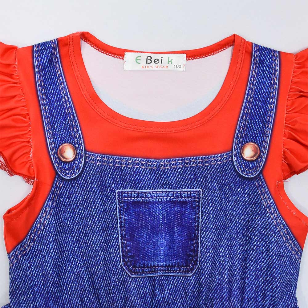 Kids Girls Mario Cosplay Costume Dress Halloween Carnival Party Disguise Suit