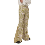 1970s Retro Vintage Disco Mid Waist Bell Bottom Super Flares Long Pants Printed Trousers Jazz Dance  Halloween Carnival Suit