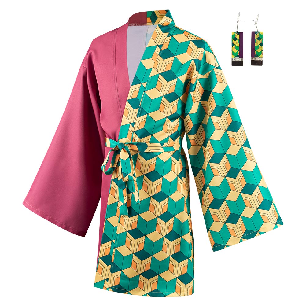 KNY Tomioka Giyuu Cosplay For Adult Male Costumes Halloween Carnival Suit With Earrings Belt