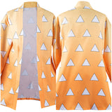 KNY Agatsuma Zenitsu Cosplay Costumes For Adult Male Halloween Carnival Suit With Earrings Belt