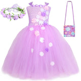 Girls Encanto Isabela Cosplay Costume Kids Children Mesh Tutu Dress Headband OutfitsHalloween Carnival Suit