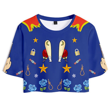 Birds of Prey Harley Quinn Cosplay Costume Women Crop Top Shorts Two Piece Sets