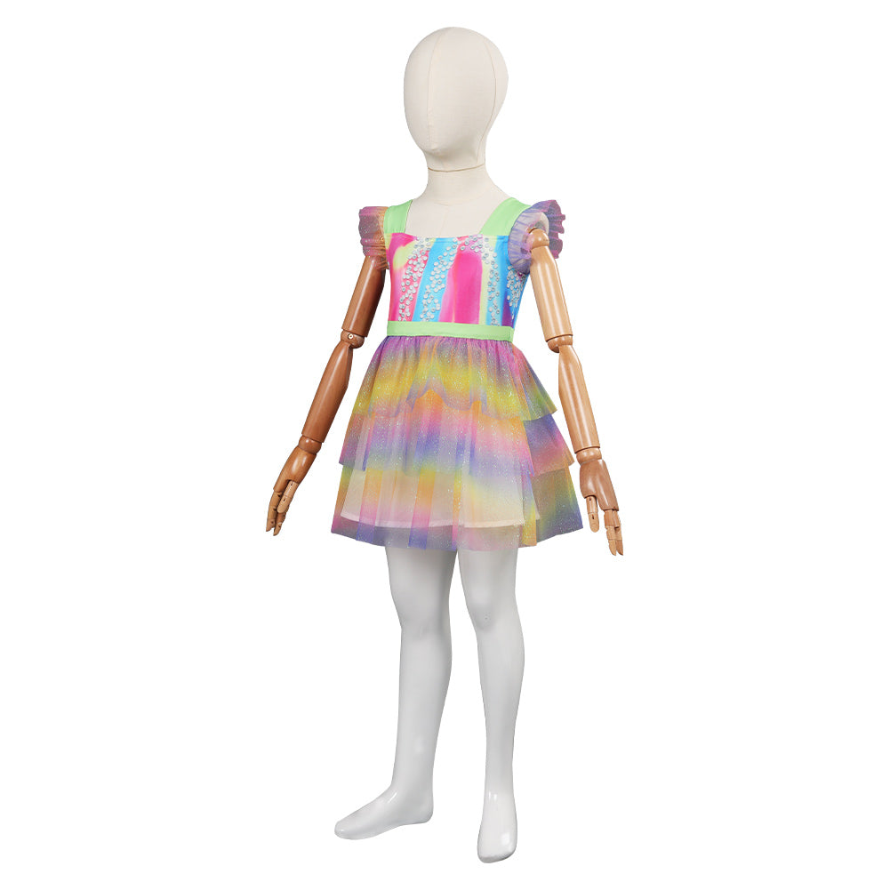 Barbie Margot Robbie Kids Children Print Dress Cosplay Costume Halloween Carnival Suit