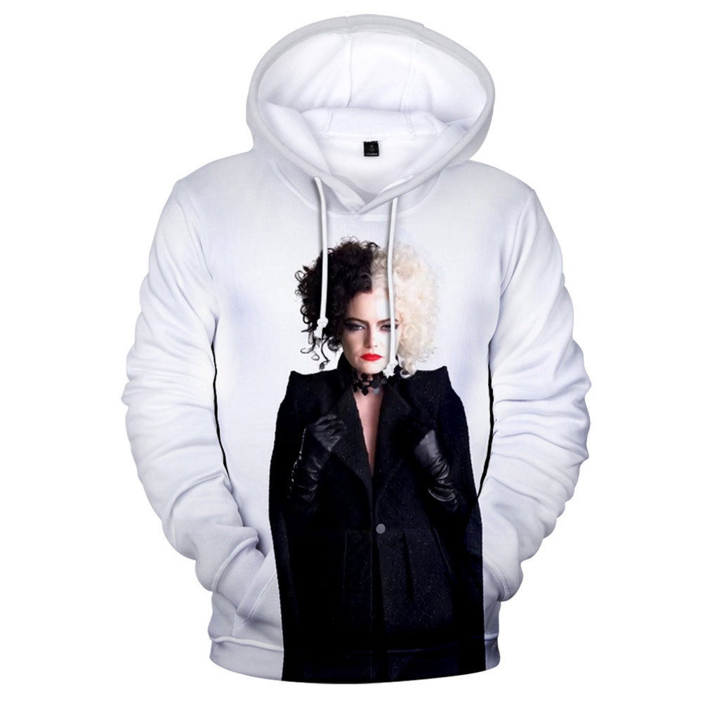 Cruella Cosplay Hoodie 3D Print Adult Sweatshirt Casual Streetwear Pullover