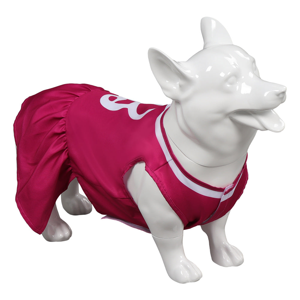Barbie 2023 Pet Dog Rose Red Print Dress Cosplay Costume Halloween Carnival Suit