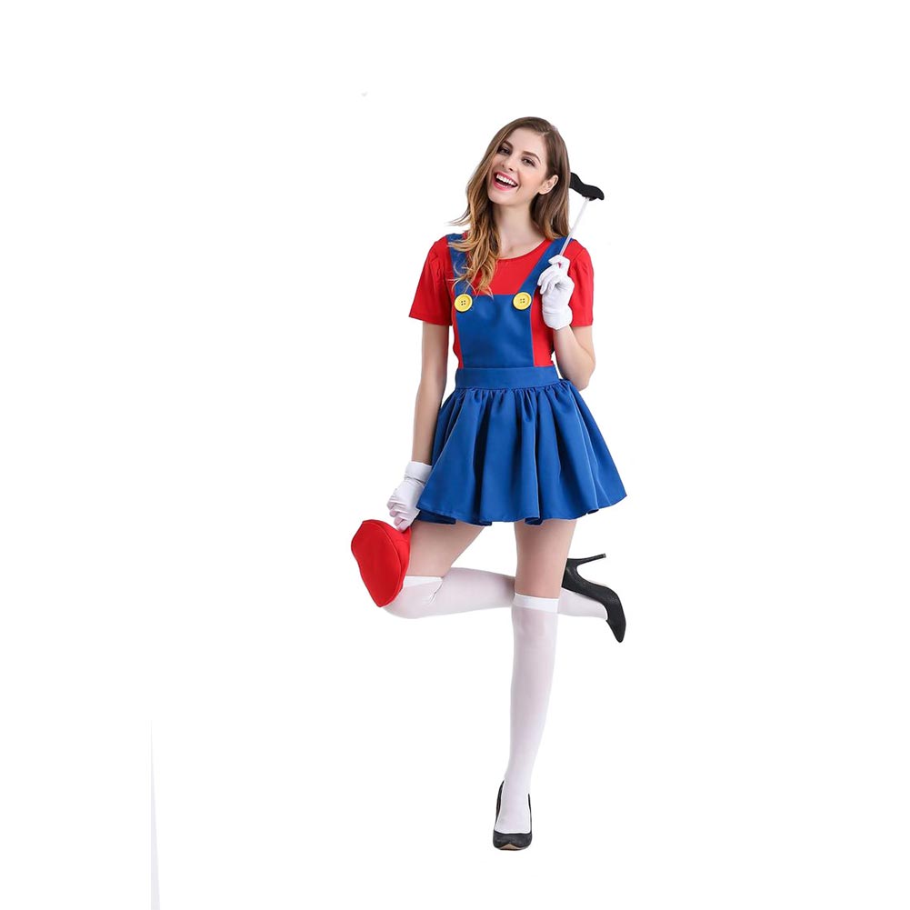 Mario Cosplay Costume  Dress Hat Outfits Halloween Carnival Party Suit