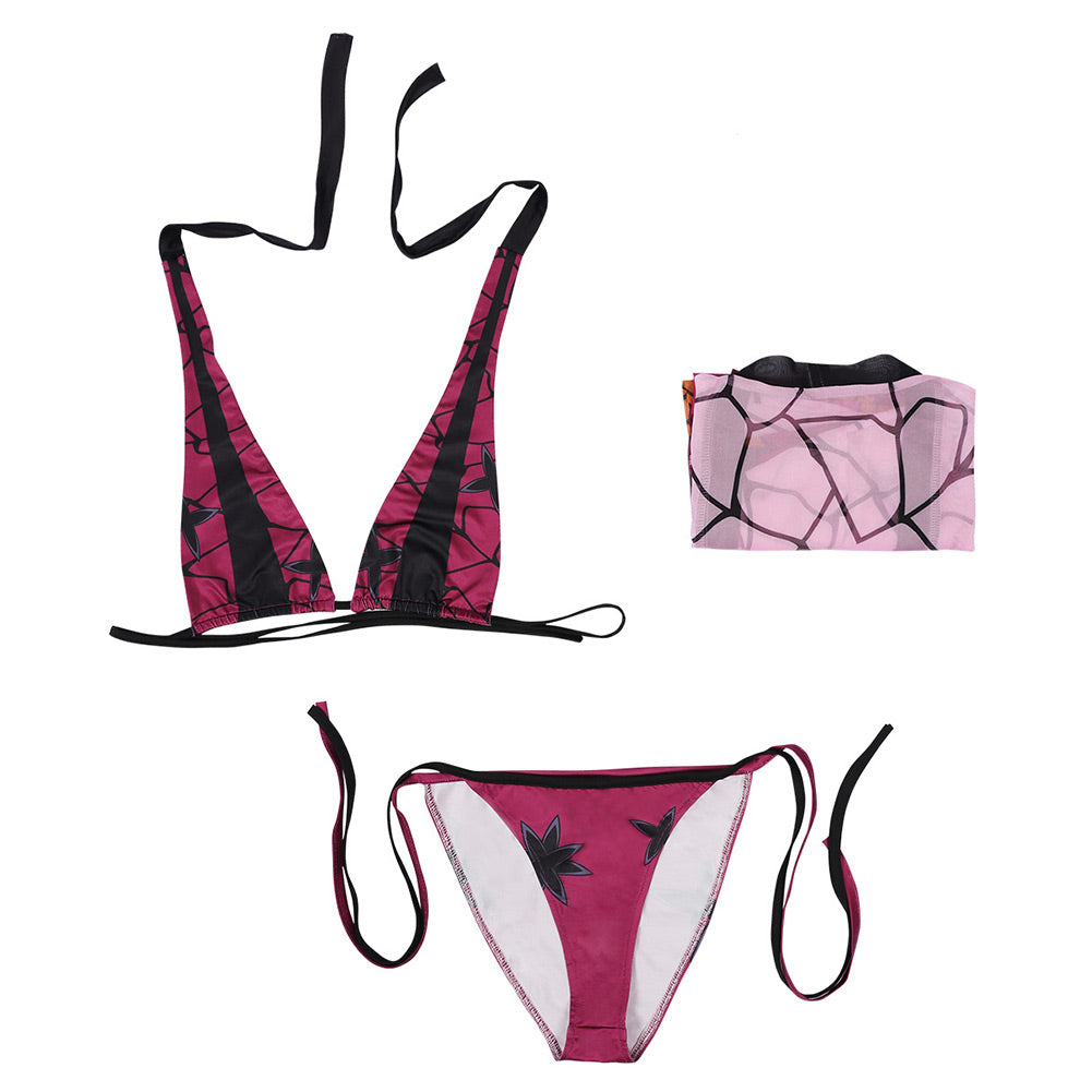 Demon Slayer:Kimetsu no Yaiba The string of six Daki Swimsuit Cosplay Costume Swimwear Cloak Outfits Halloween Carnival Suit