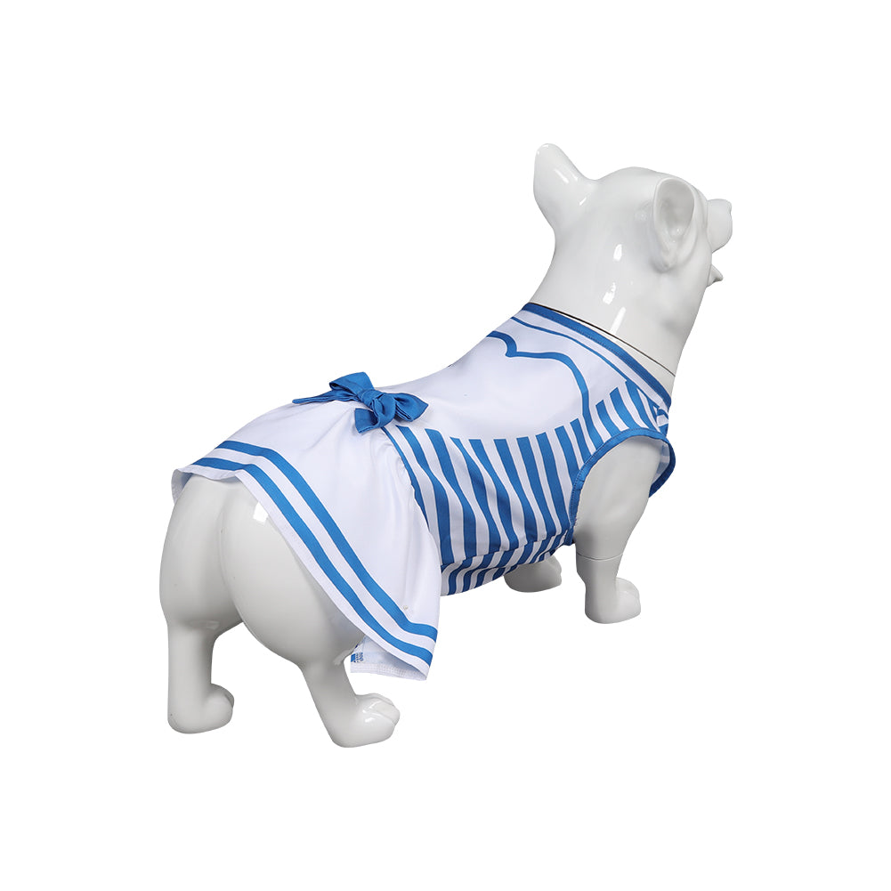 Barbie Pet Dog Blue Stripes Dress Outfits Cosplay Costume Halloween Carnival Suit