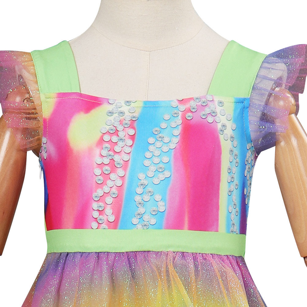 Barbie Margot Robbie Kids Children Print Dress Cosplay Costume Halloween Carnival Suit