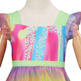 Barbie Margot Robbie Kids Children Print Dress Cosplay Costume Halloween Carnival Suit