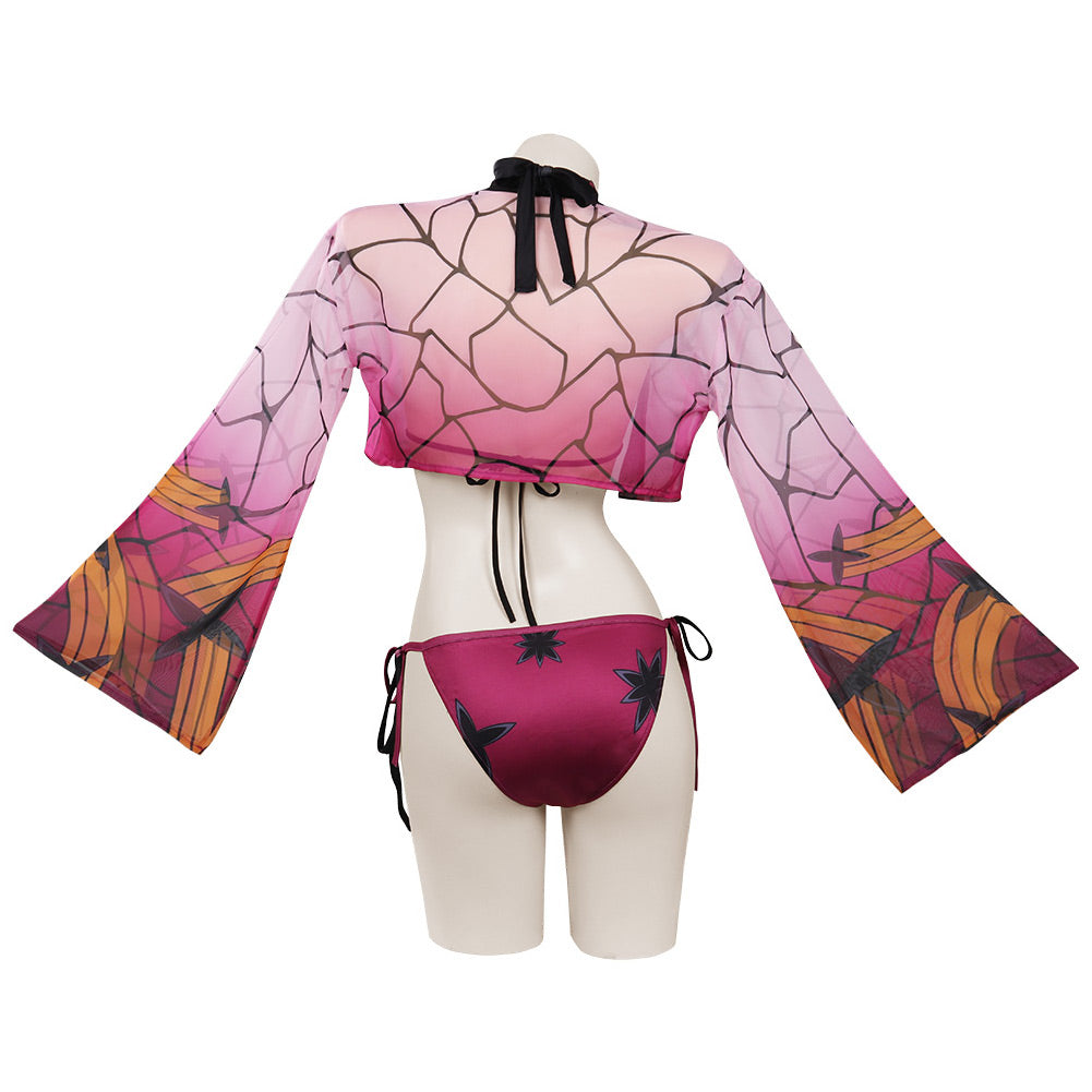 Demon Slayer:Kimetsu no Yaiba The string of six Daki Swimsuit Cosplay Costume Swimwear Cloak Outfits Halloween Carnival Suit