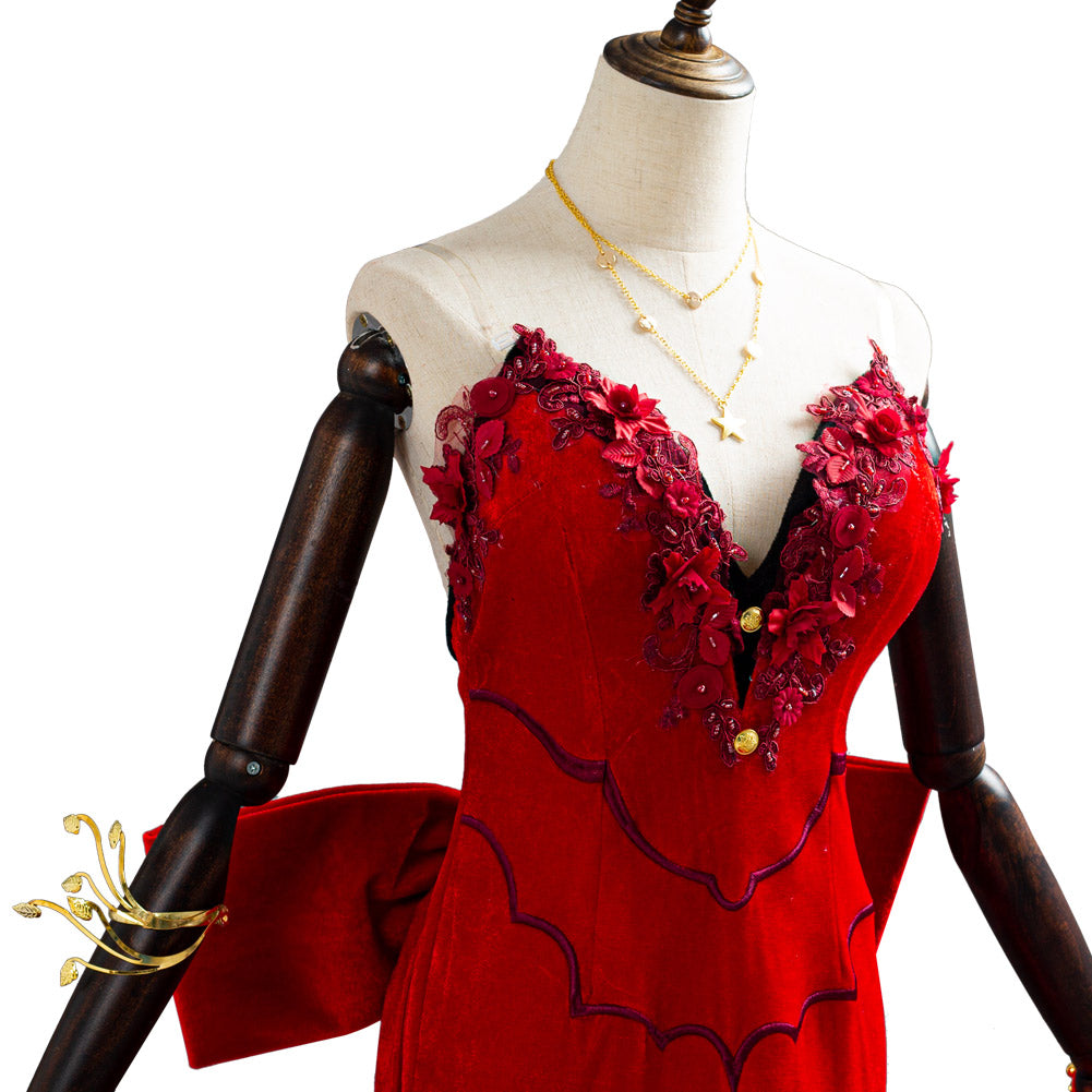 Final Fantasy VII Remake Aerith Gainsborough Red Gown Dress Cosplay Costume Outfits