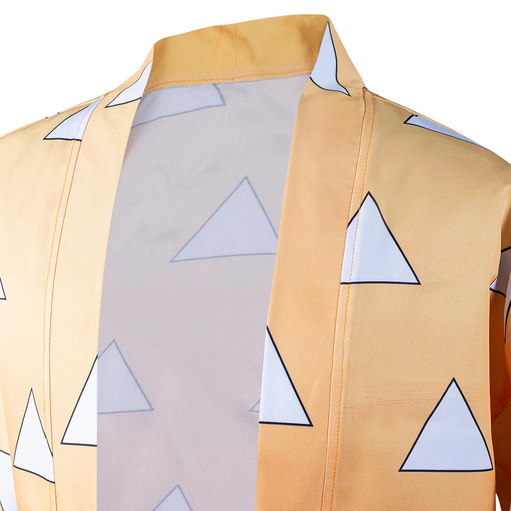 KNY Agatsuma Zenitsu Cosplay Costumes For Adult Male Halloween Carnival Suit With Earrings Belt